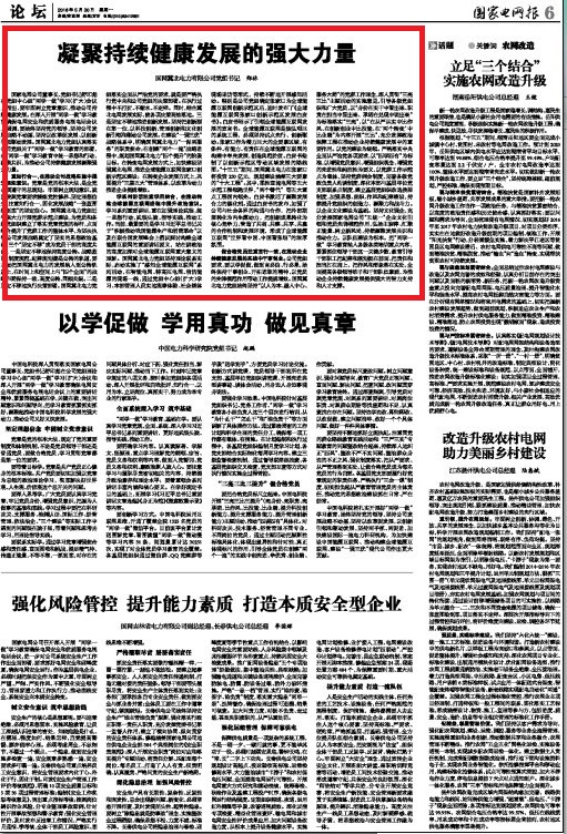 国家电网报：凝聚持续健康发展的强大力量