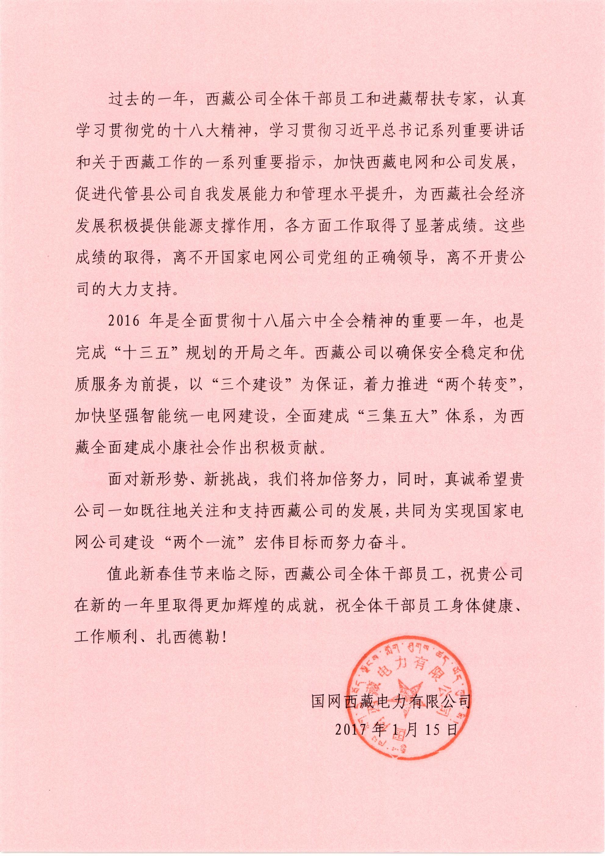 国网西藏电力开云app官方版入口感谢开云app官方版入口人才帮扶工作